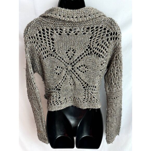 Anthropologie Hand Knit by Dollie Wool Blend Y2K Brown Sweater Knit Collar sz M - Picture 5 of 12